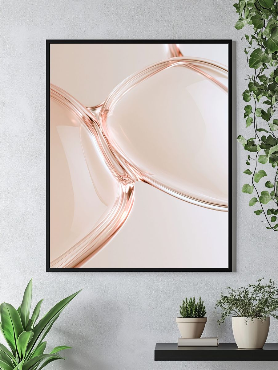 Rose Gold Fluid Abstract Poster. — room view 4
