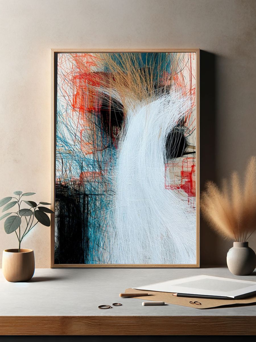 Abstract Brush Texture Poster. — room view 2