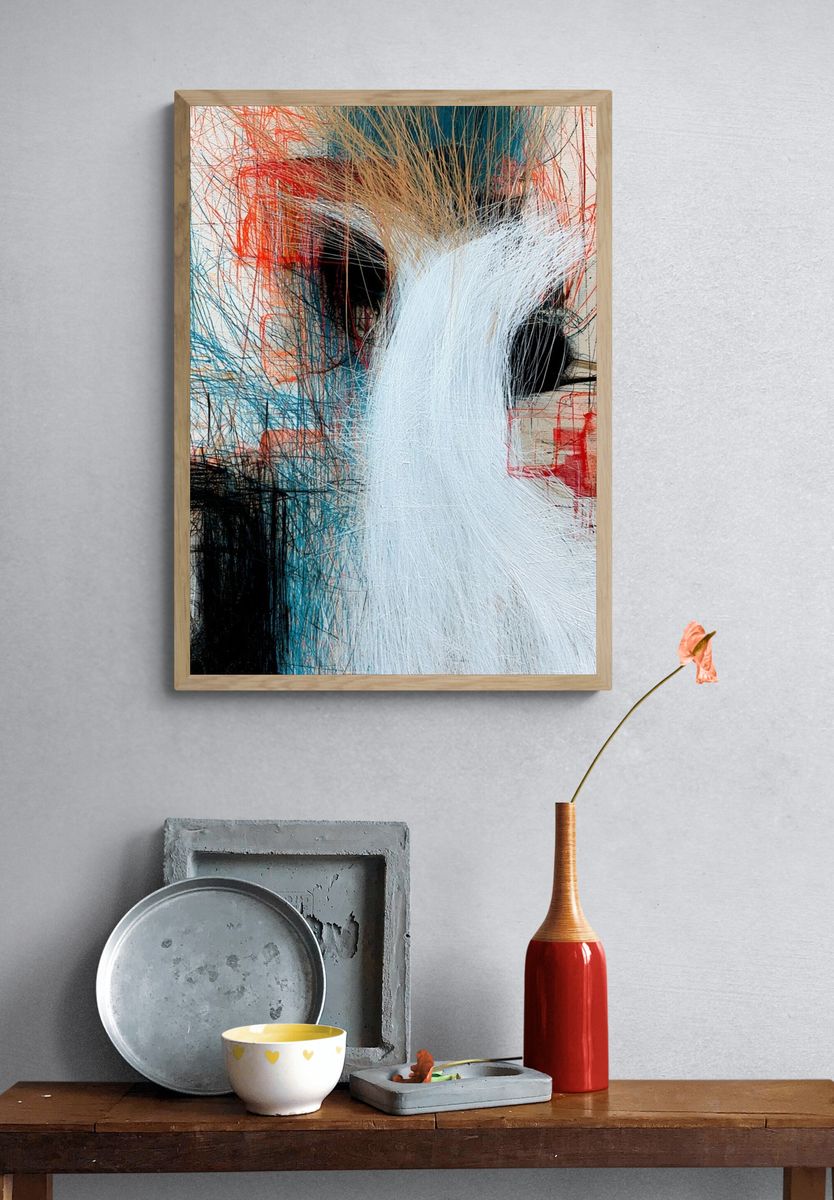 Abstract Brush Texture Poster. — room view 3