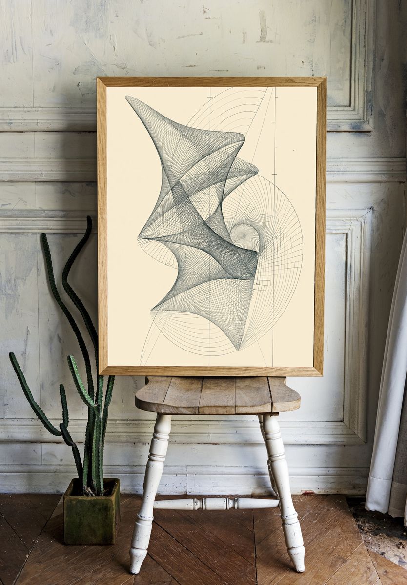 Geometric Line Study Abstract Poster. — room view 1