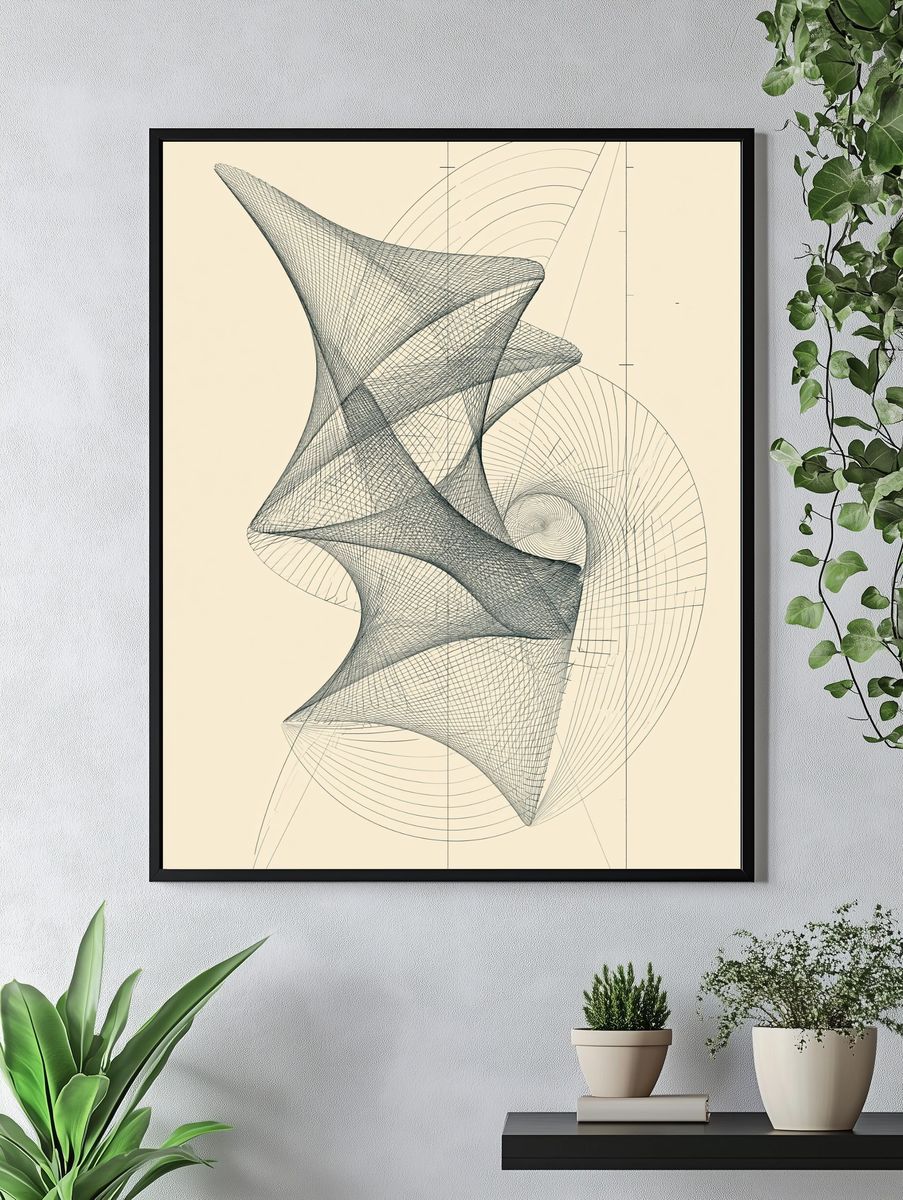 Geometric Line Study Abstract Poster. — room view 4