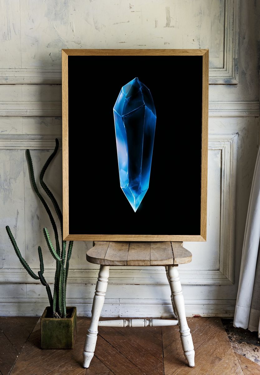 Blue Crystal Abstract Poster. room preview