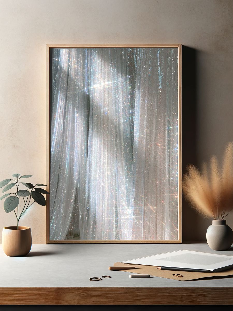 Iridescent Curtain Abstract Poster. — room view 2