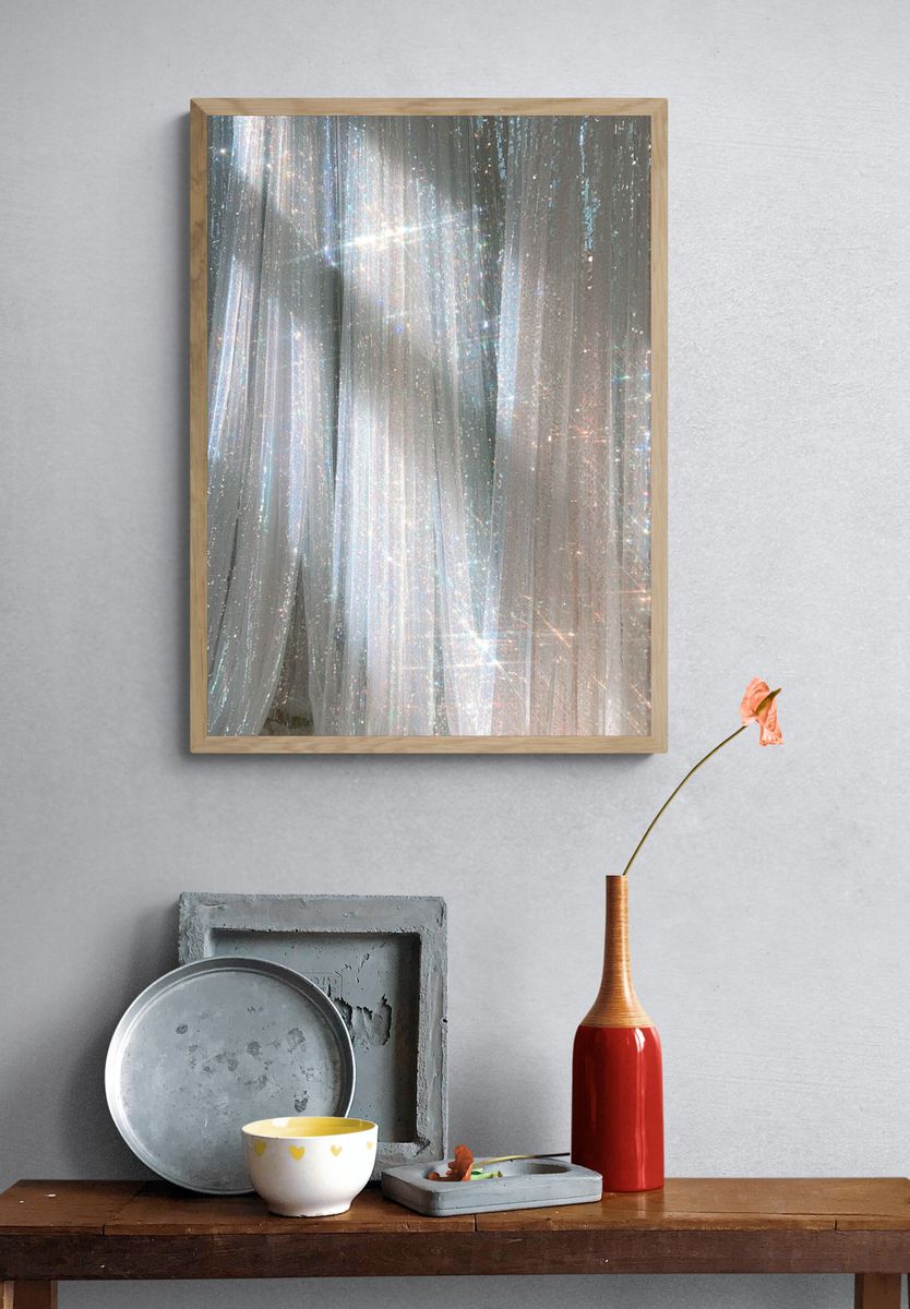 Iridescent Curtain Abstract Poster. — room view 3
