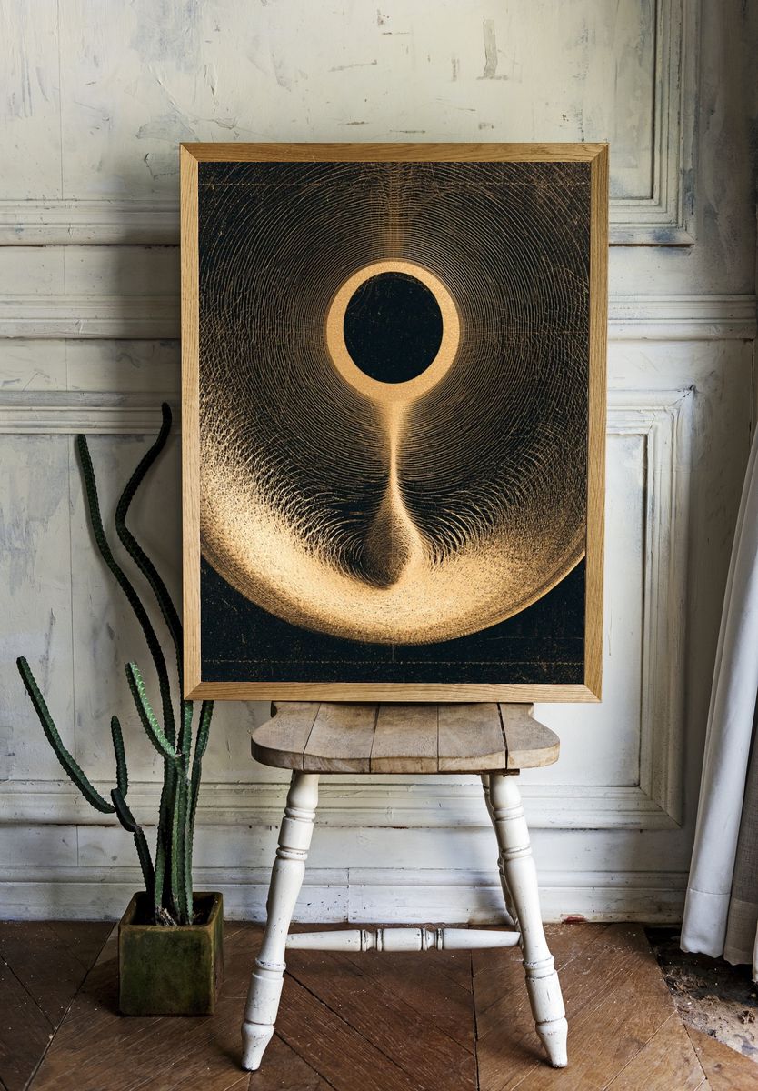 Golden Eclipse Abstract Poster. — room view 1