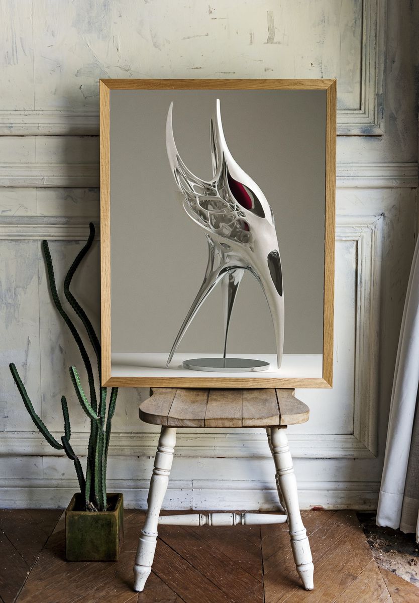 Abstract Chrome Sculpture Poster. — room view 1