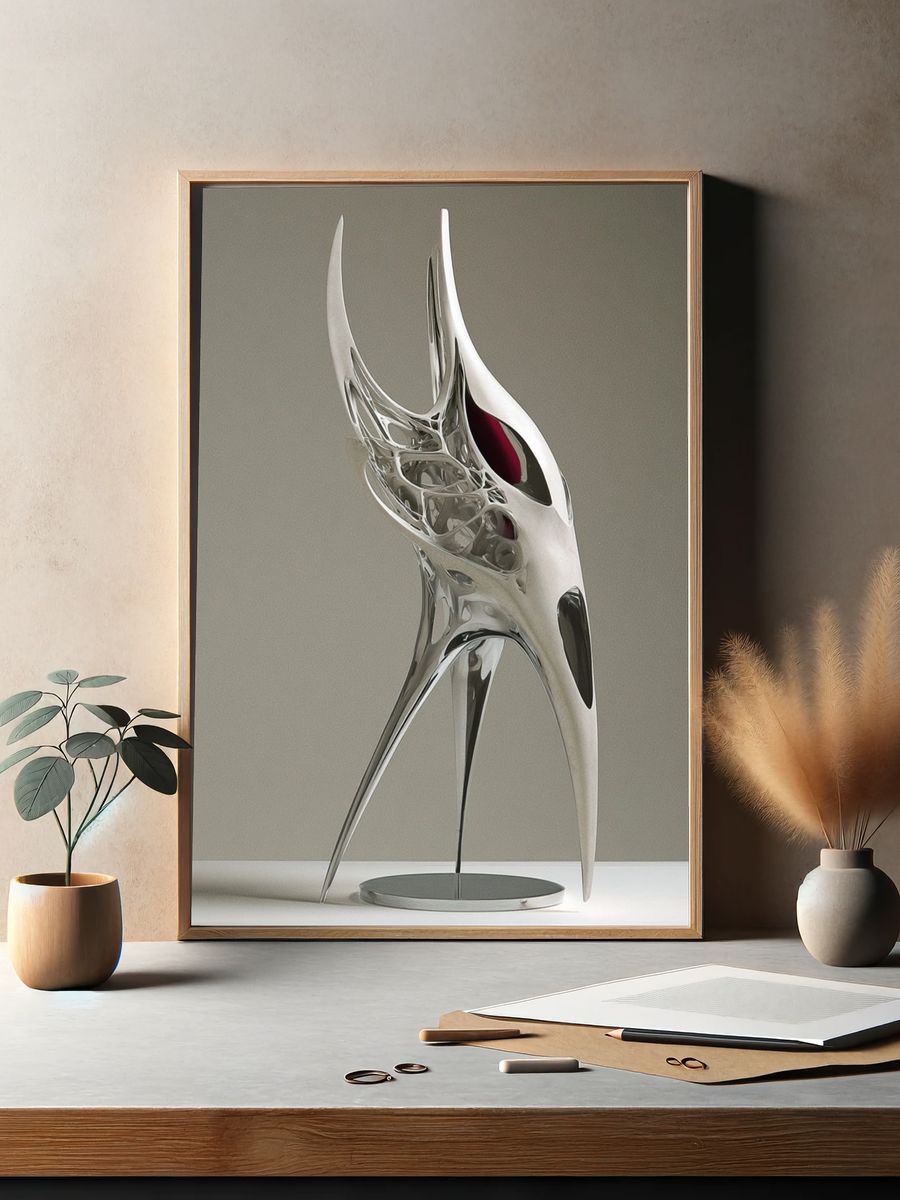 Abstract Chrome Sculpture Poster. — room view 2