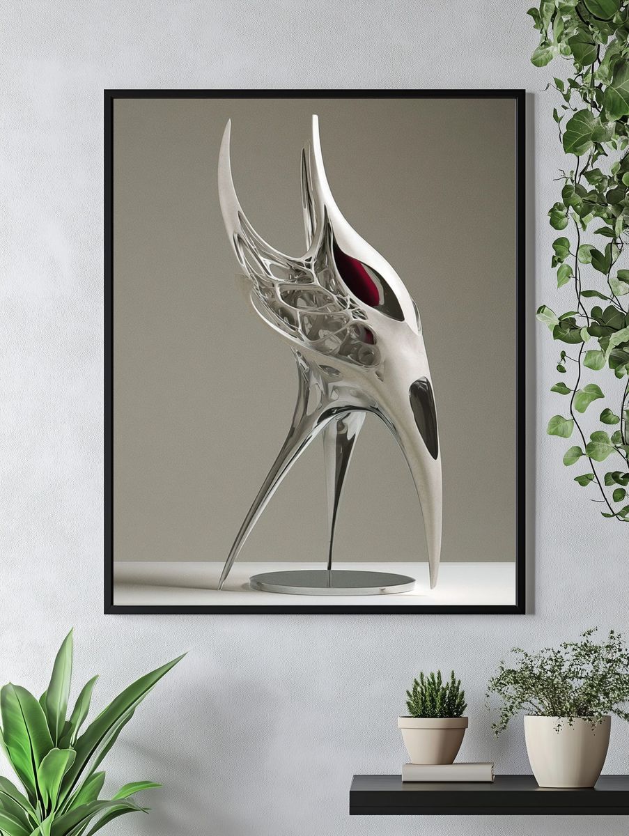 Abstract Chrome Sculpture Poster. — room view 4