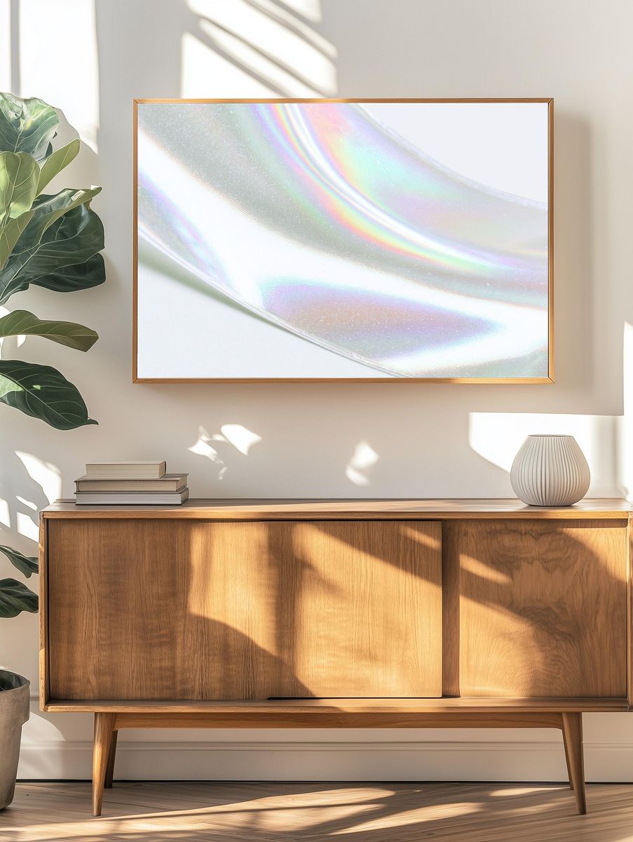 Iridescent Ribbon Abstract Print. — room view 3