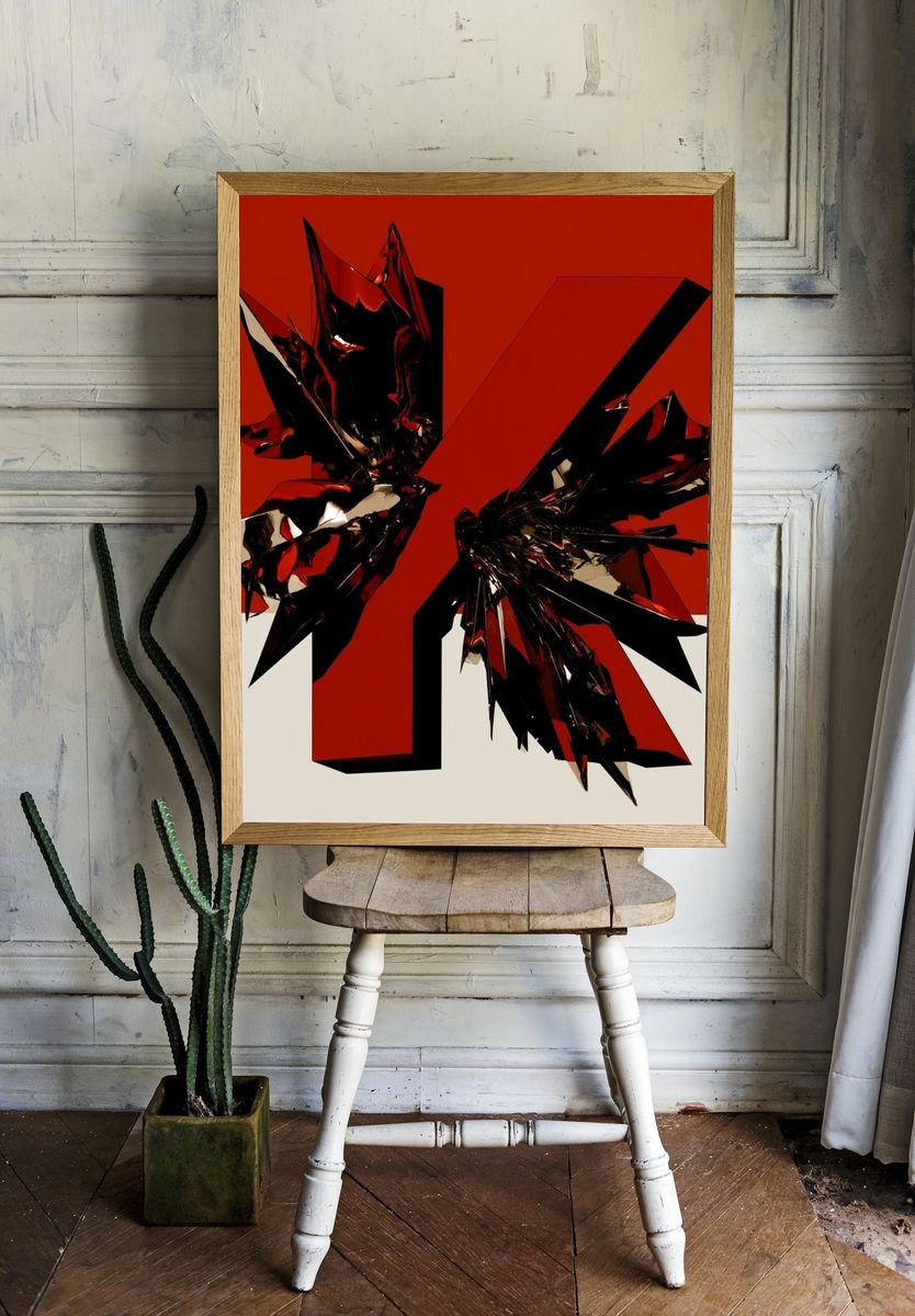 Crimson Shard Abstract Poster. — room view 1