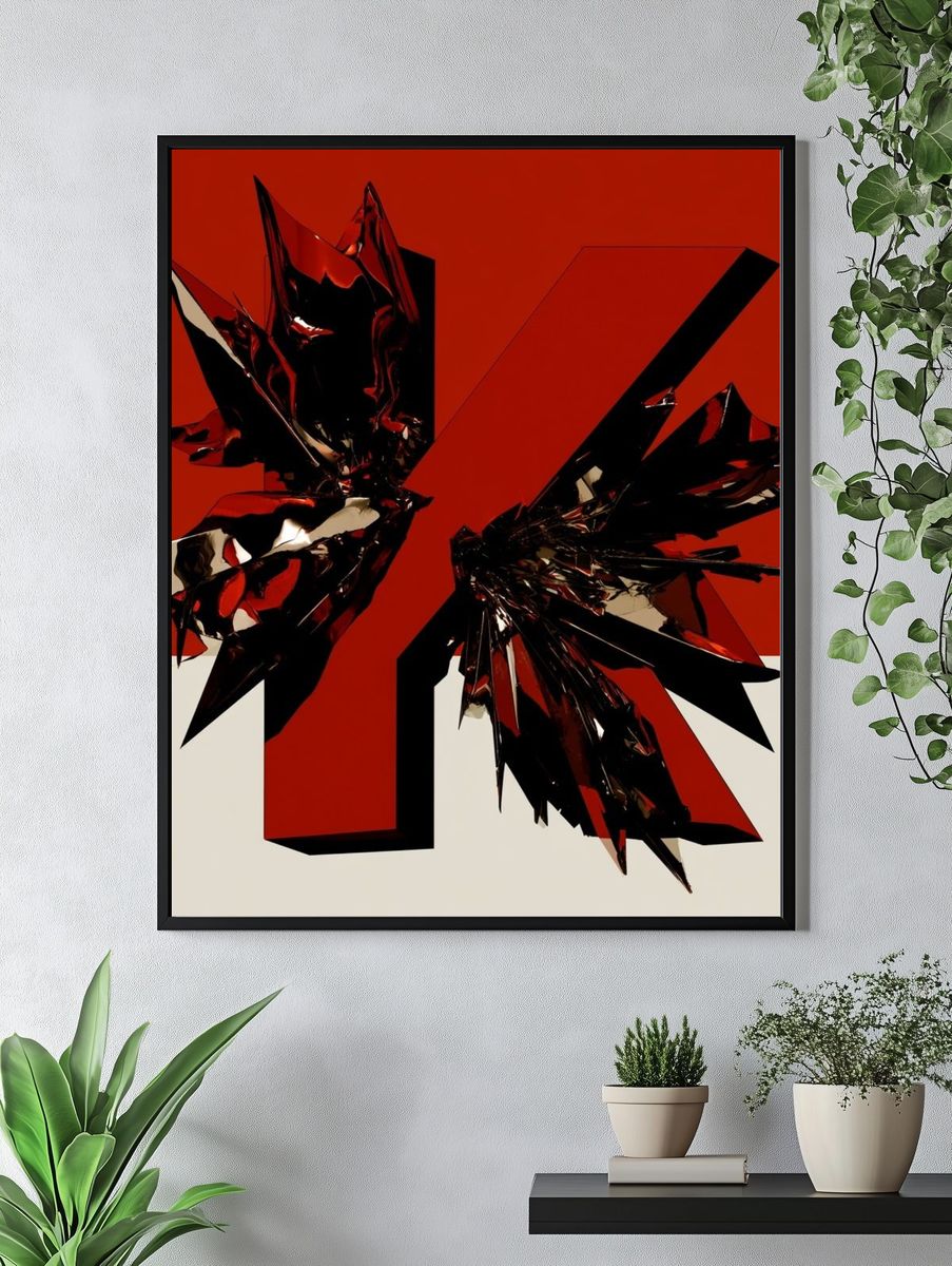 Crimson Shard Abstract Poster. — room view 4