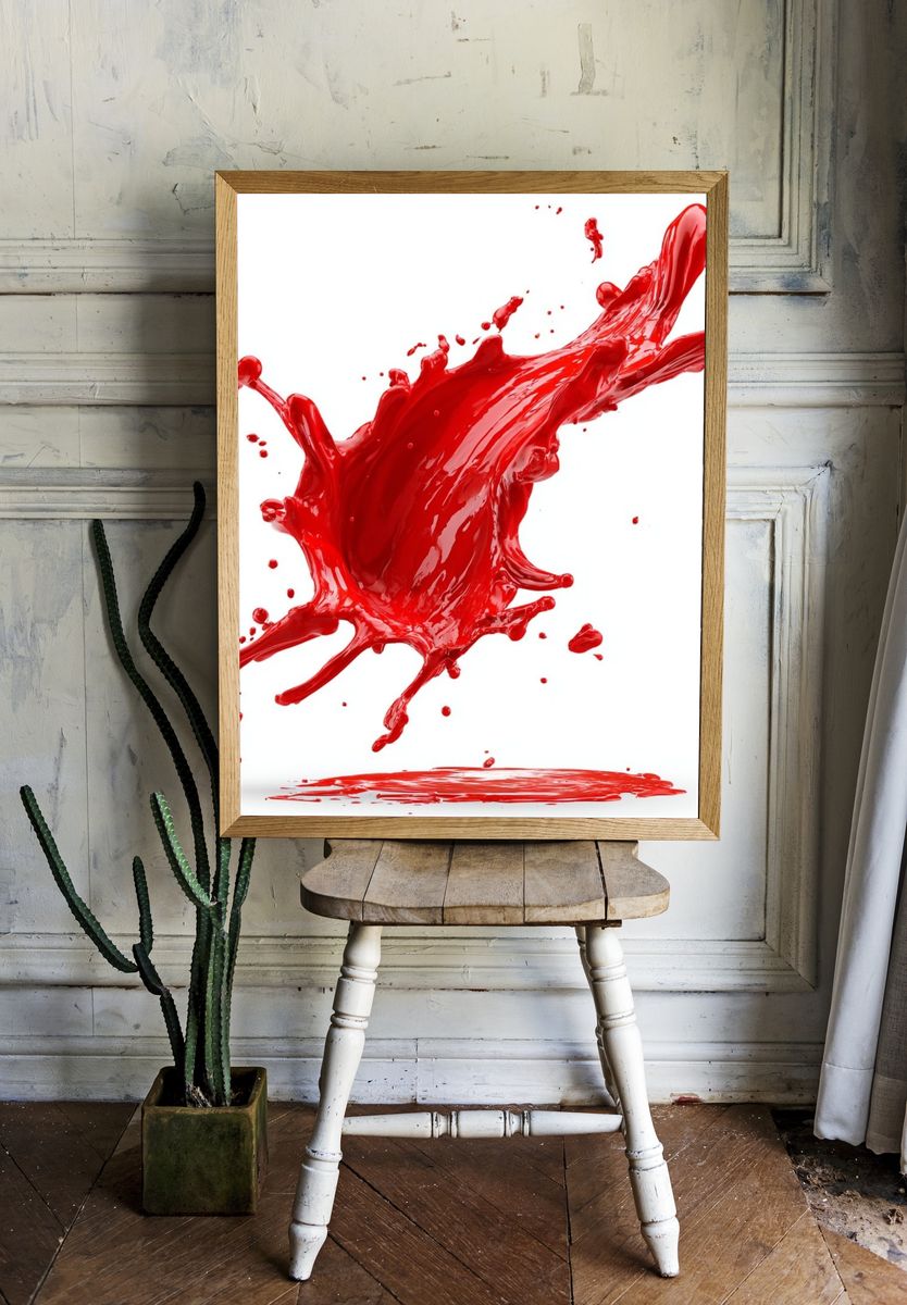 Red Paint Splash Abstract Poster. room preview