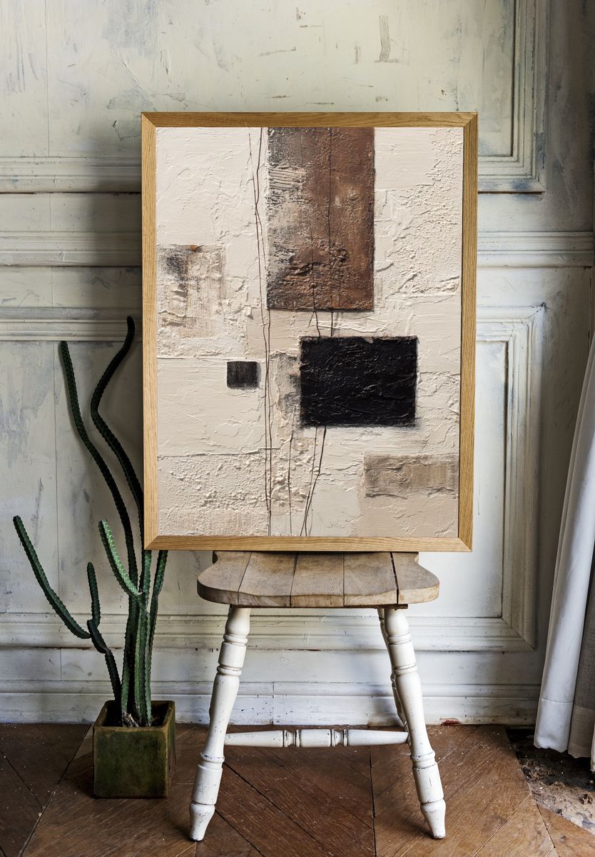 Textured Neutral Abstract Poster. — room view 1