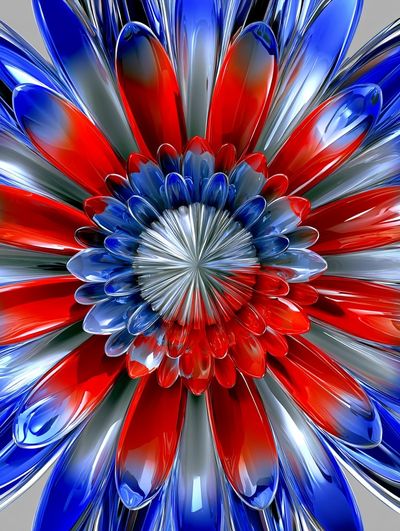 Red Blue Glass Bloom Abstract Poster. poster
