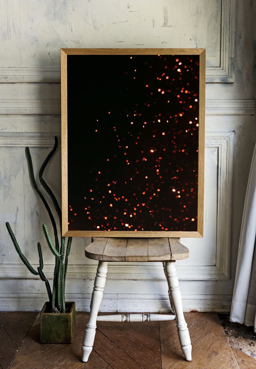 Ember Sparks Abstract Poster. — room view 1