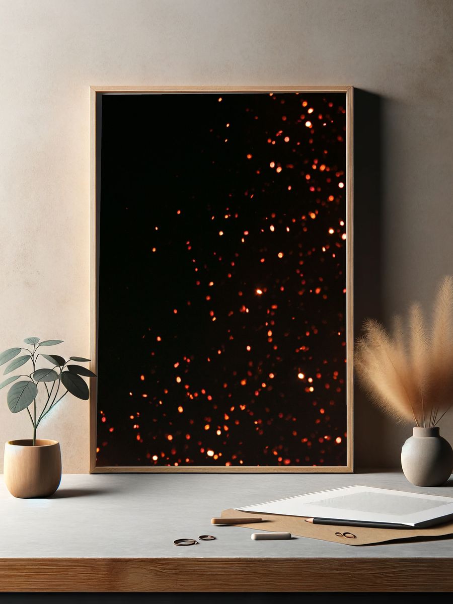Ember Sparks Abstract Poster. — room view 2