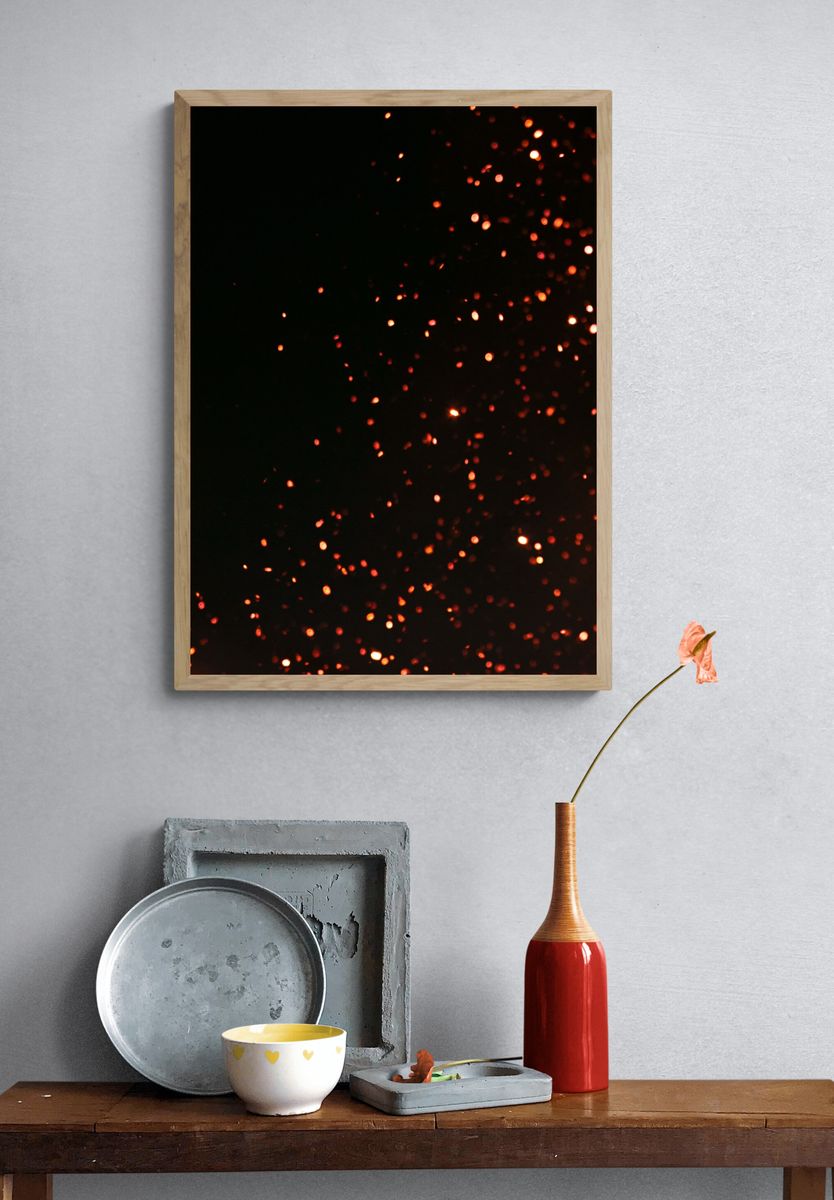 Ember Sparks Abstract Poster. — room view 3