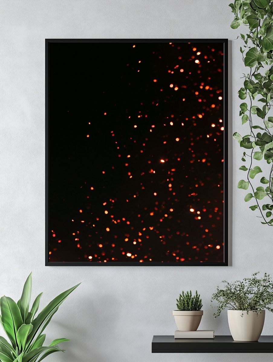 Ember Sparks Abstract Poster. — room view 4