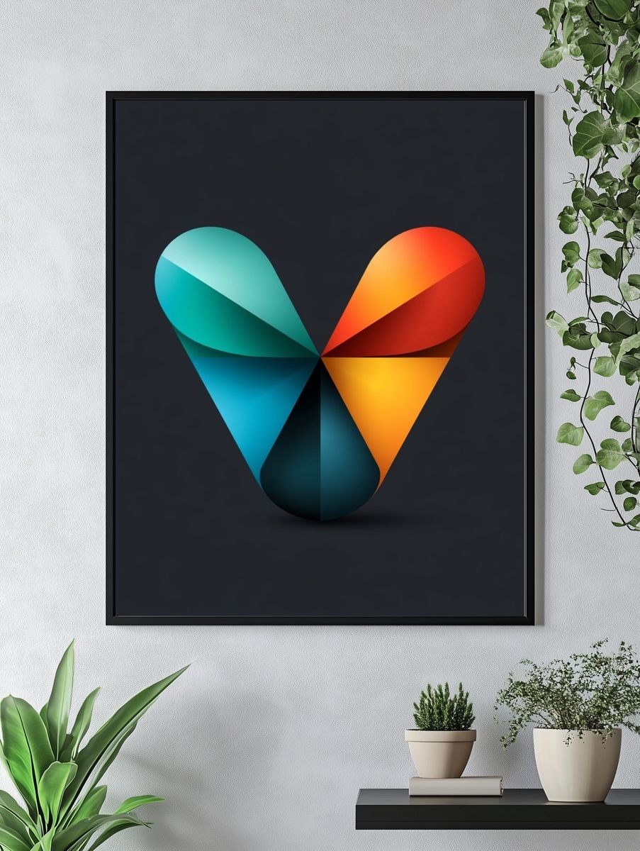 Geometric Ribbon Heart Poster. — room view 4
