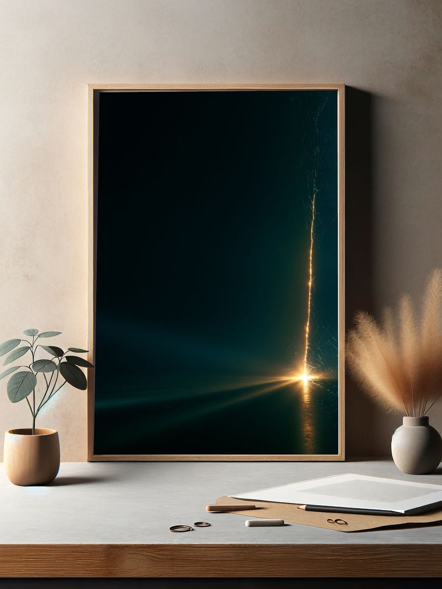 Golden Light Abstract Poster. — room view 2