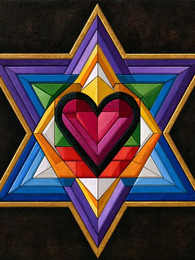 Rainbow Heart Star Abstract Poster.