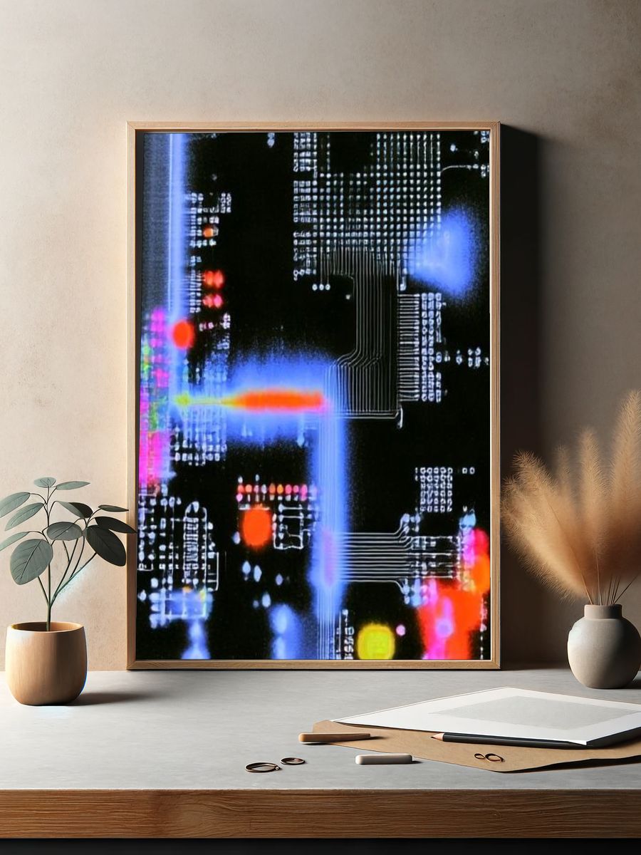 Neon Circuit Abstract Poster. — room view 2