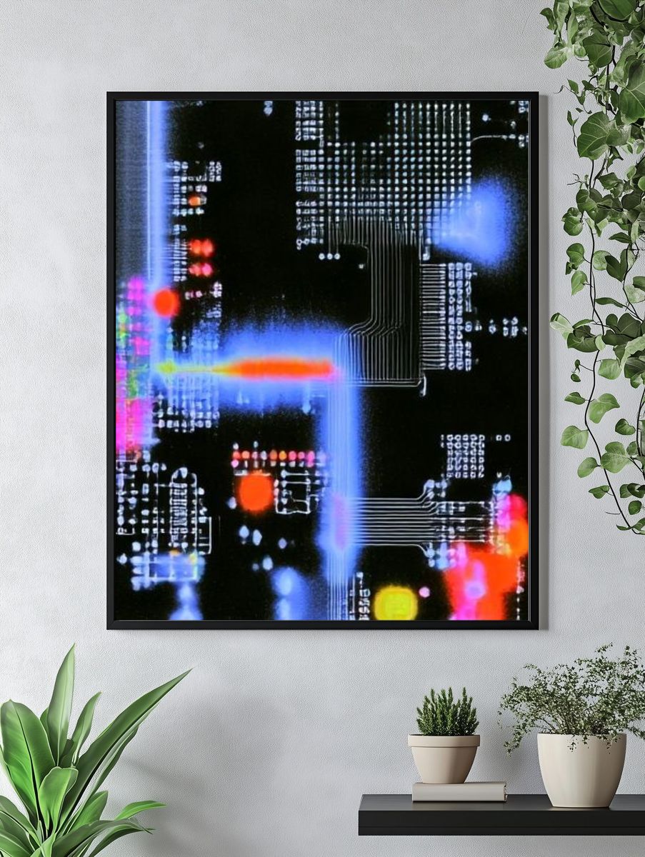 Neon Circuit Abstract Poster. — room view 4