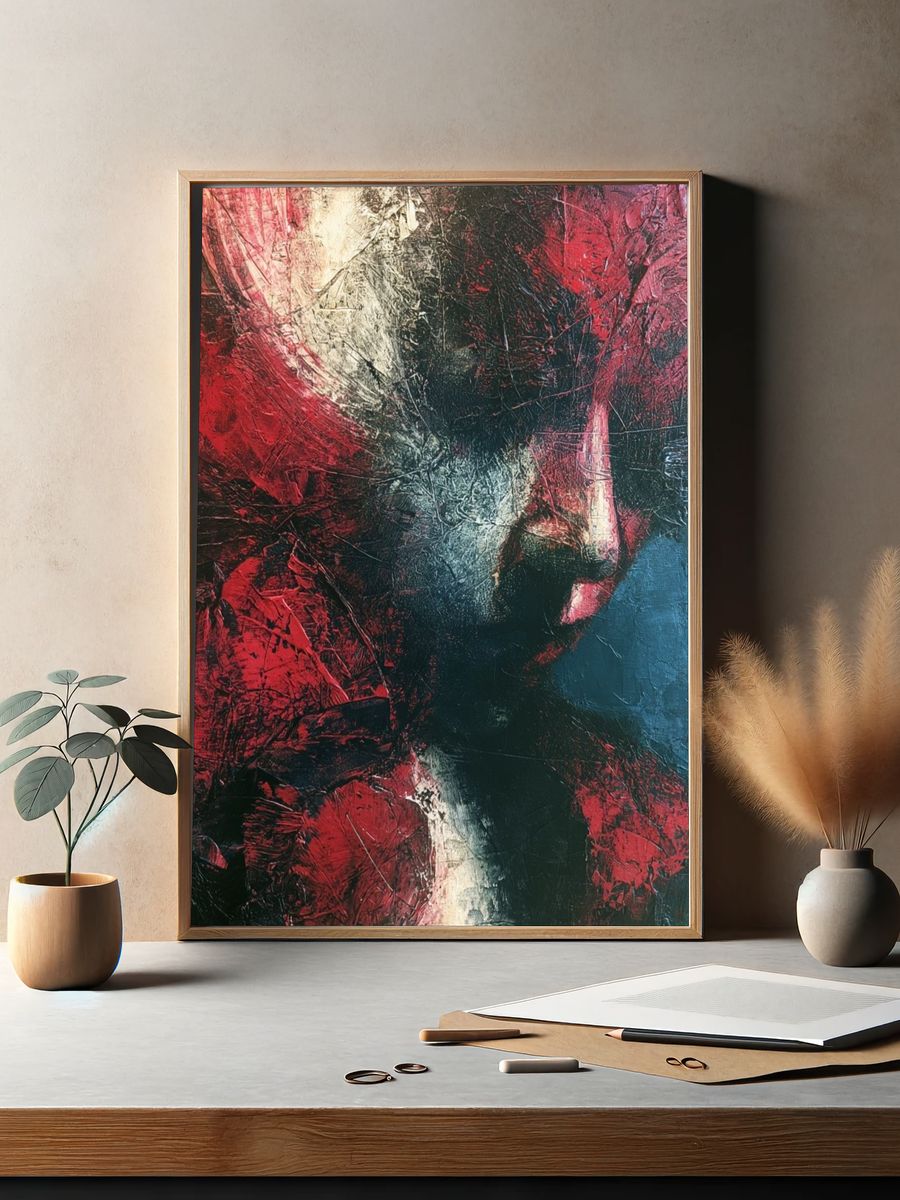 Crimson Noir Abstract Print. — room view 2