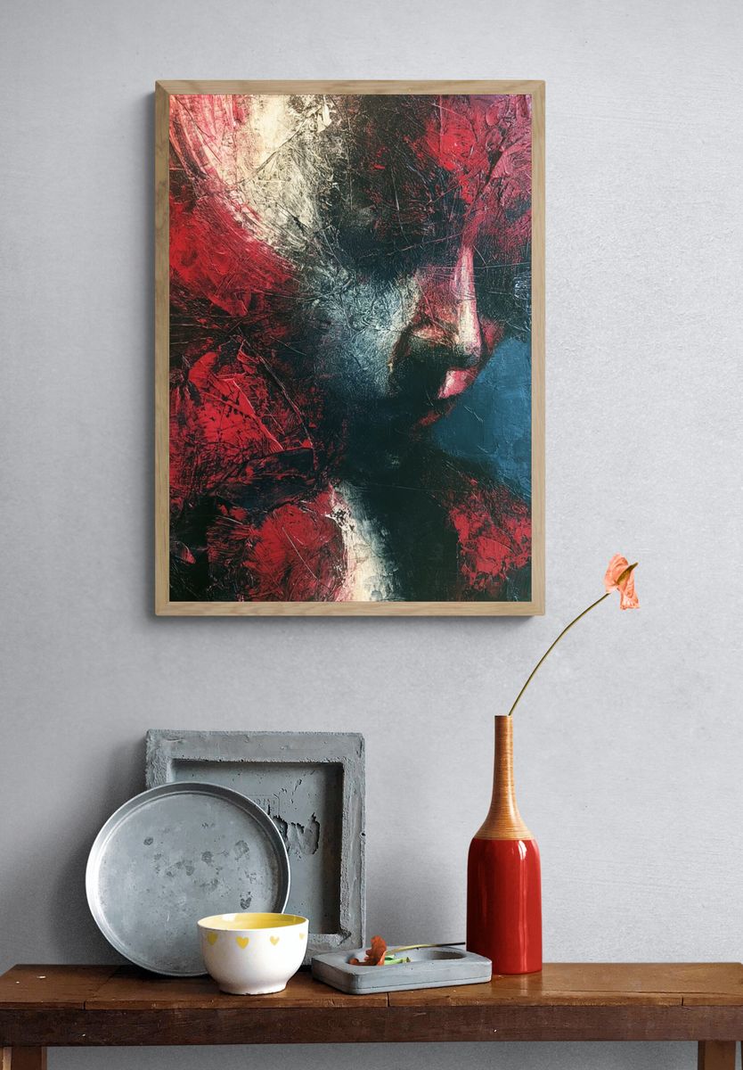 Crimson Noir Abstract Print. — room view 3