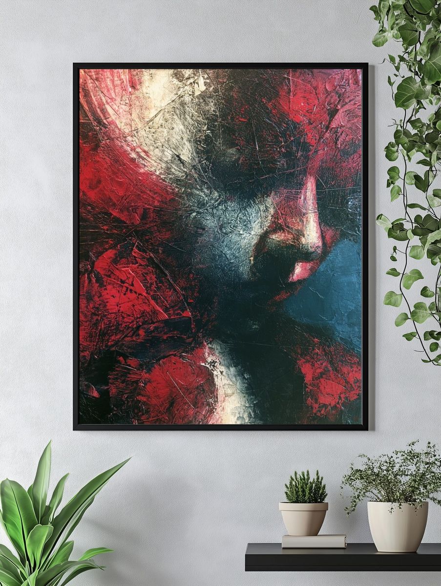 Crimson Noir Abstract Print. — room view 4