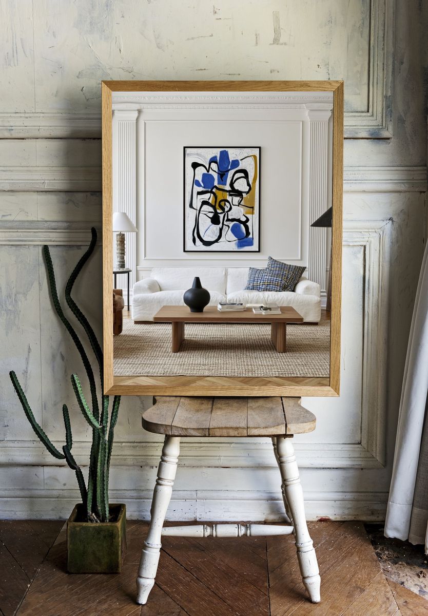 Abstract Blue and Black Line Poster. — room view 1