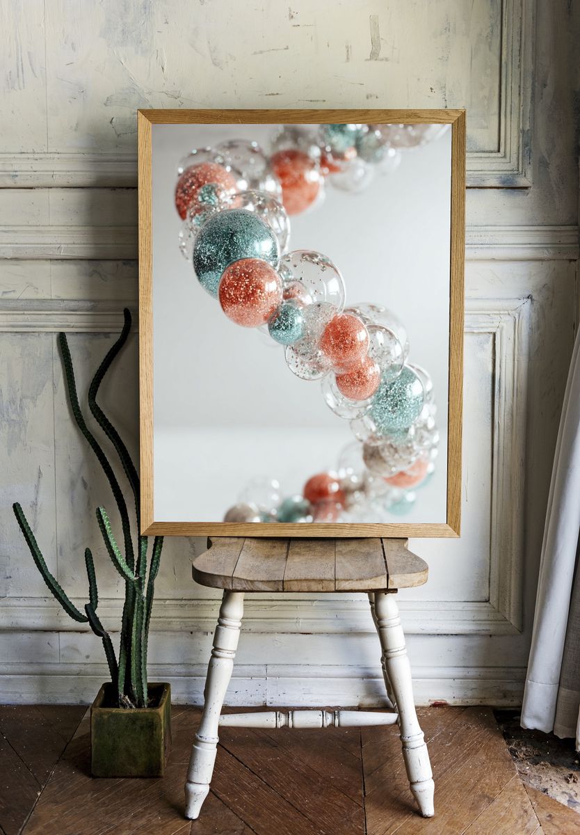 Glitter Orb Spiral Abstract Print. — room view 1