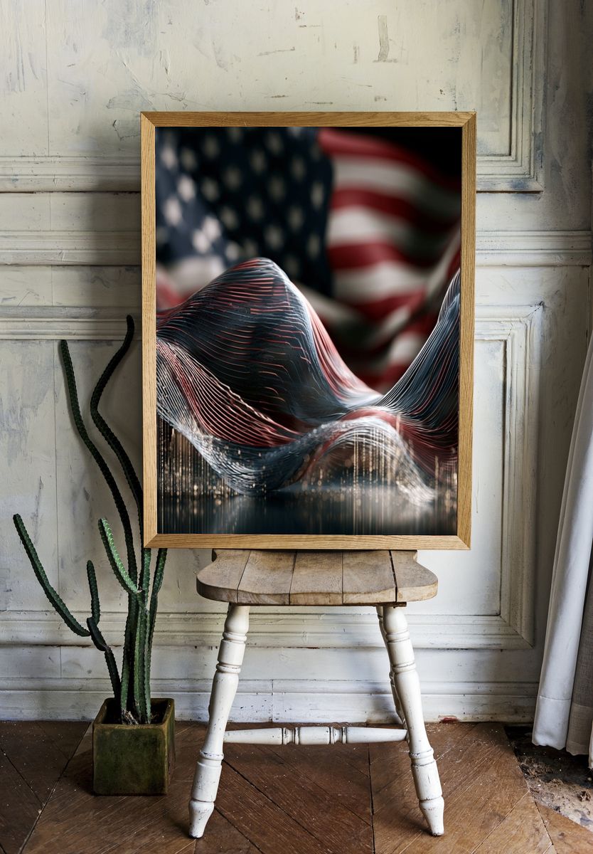 American Wave Abstract Poster. room preview