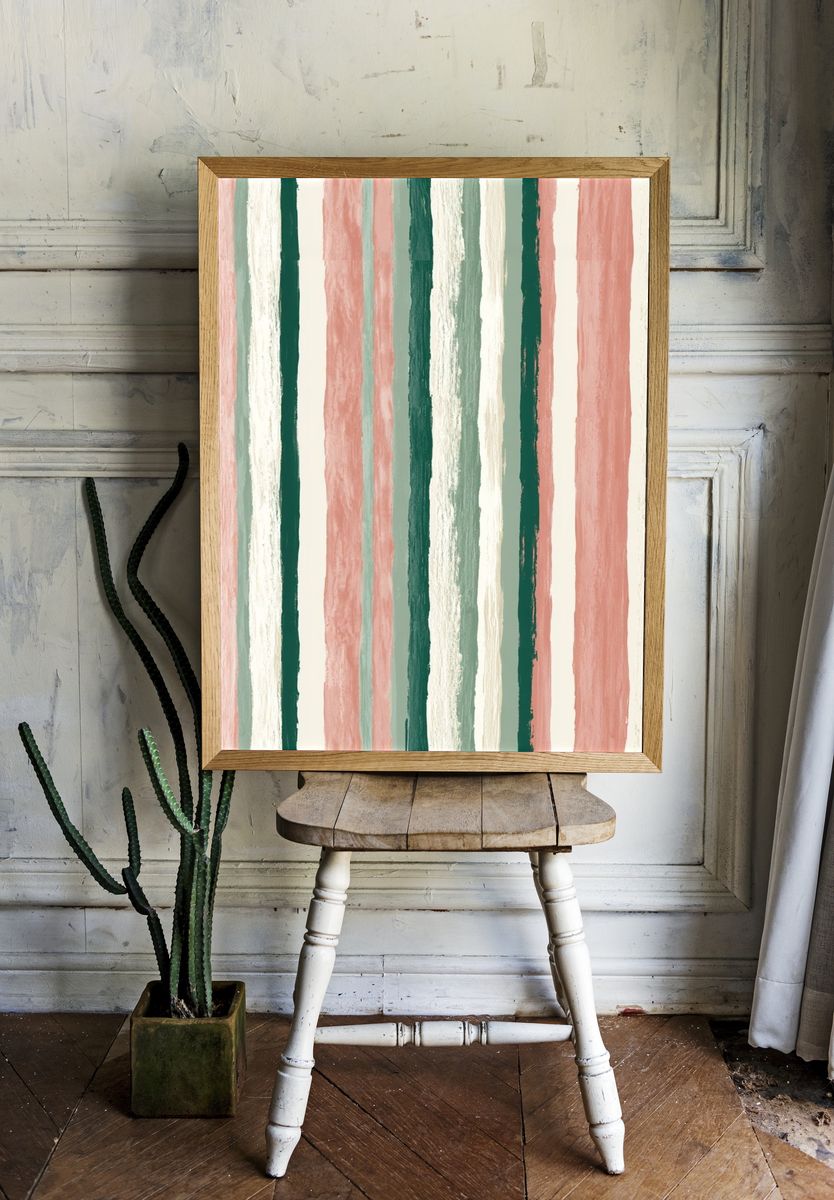 Pastel Brush Stripe Abstract Print. room preview