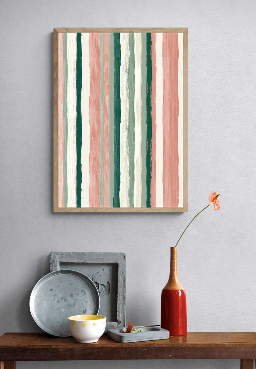 Pastel Brush Stripe Abstract Print. — room view 3