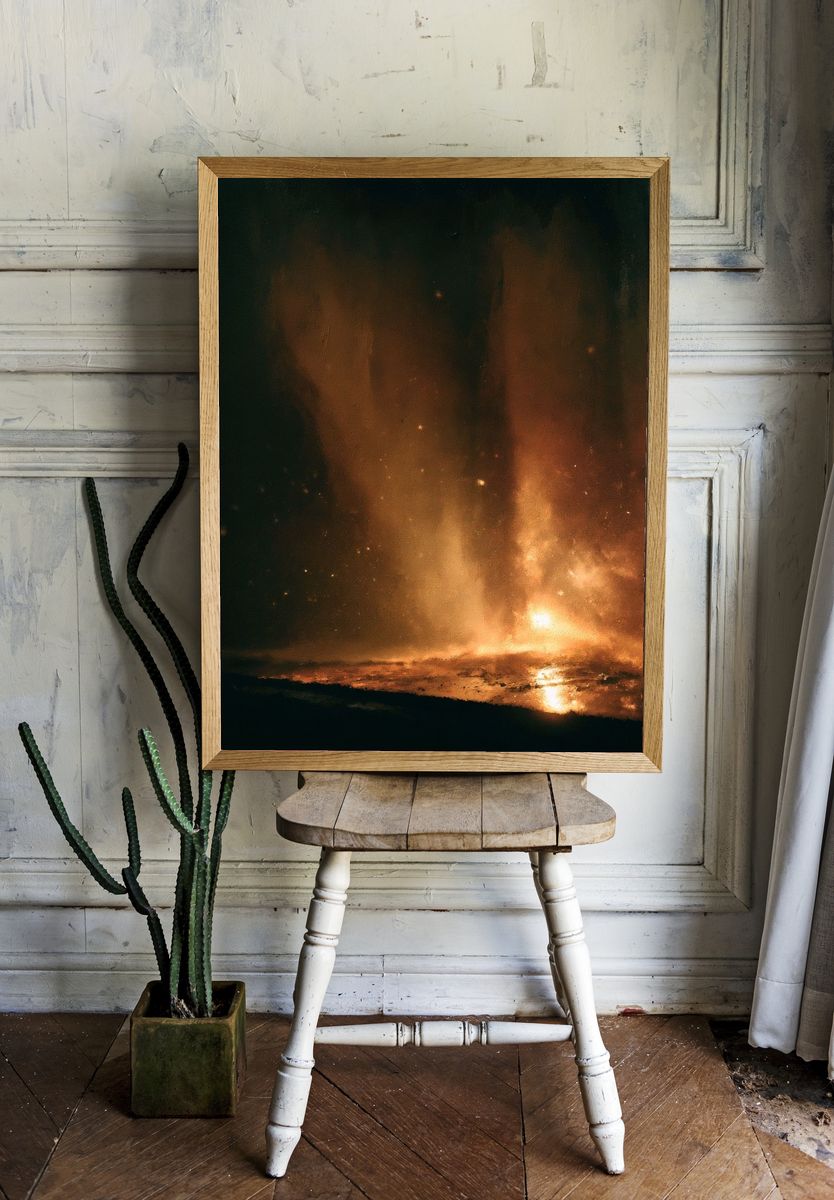 Molten Ember Abstract Poster. room preview