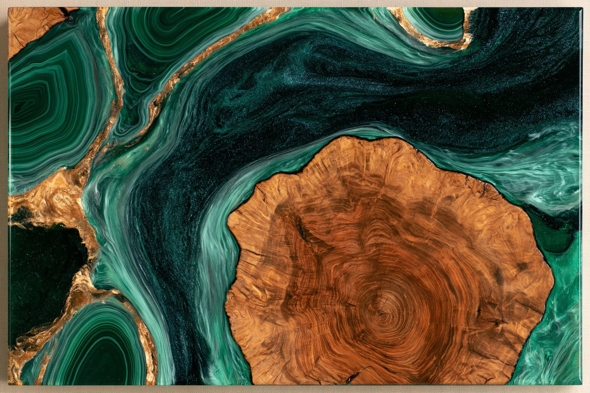 Emerald Resin Wood Abstract Poster. poster detail
