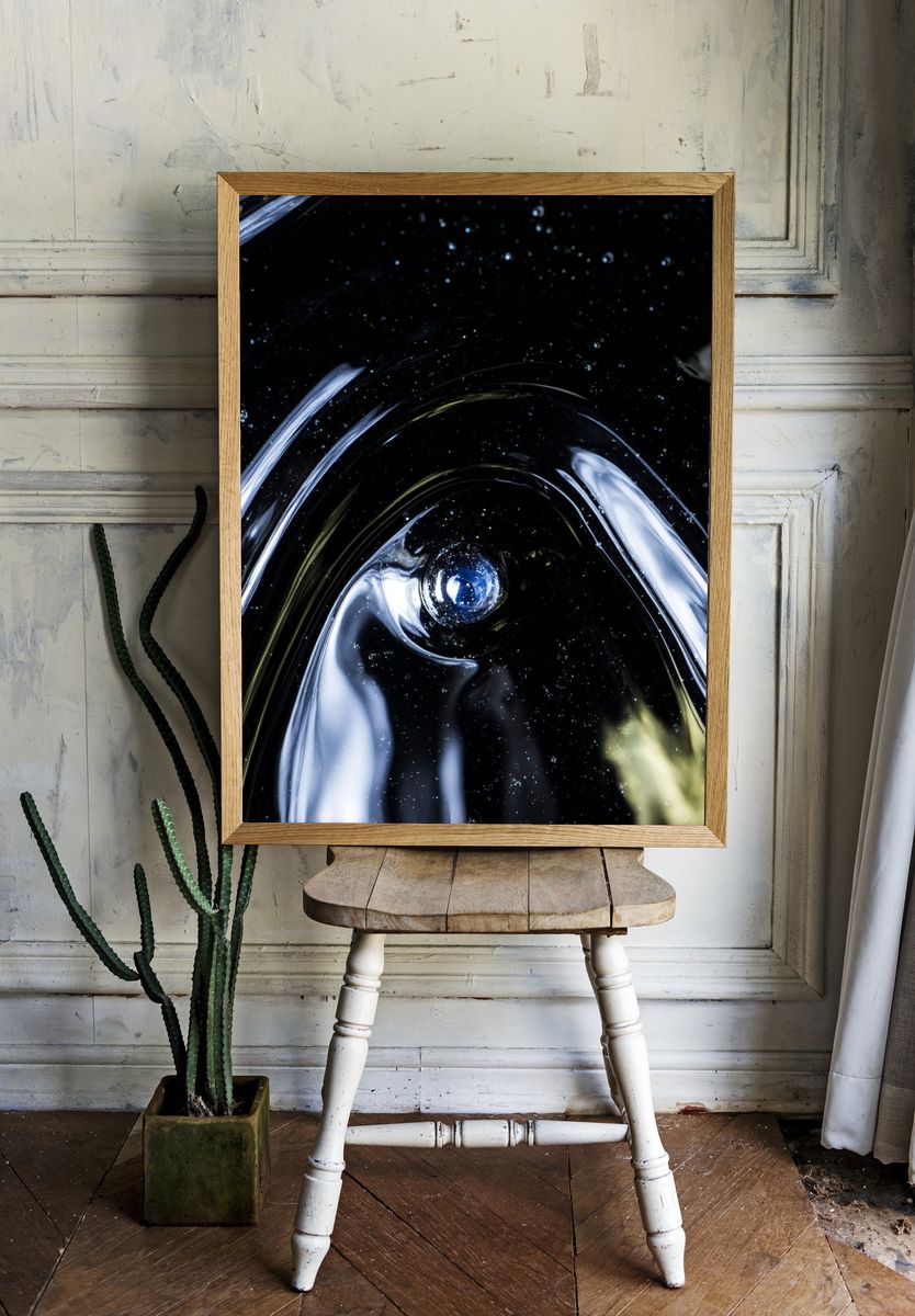 Cosmic Glass Swirl Abstract Poster room preview