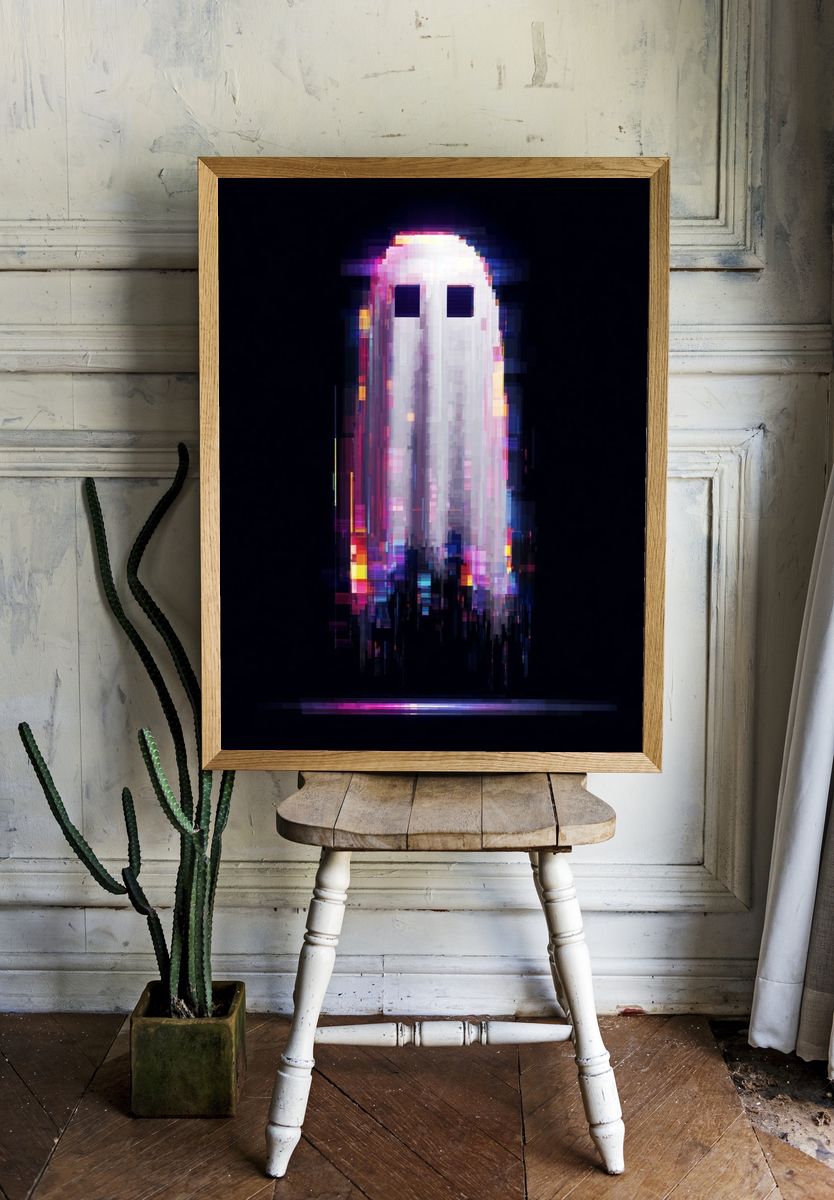 Glitch Ghost Abstract Poster. room preview