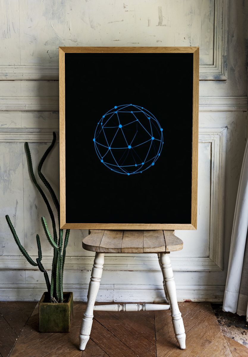Neon Network Sphere Poster. — room view 1