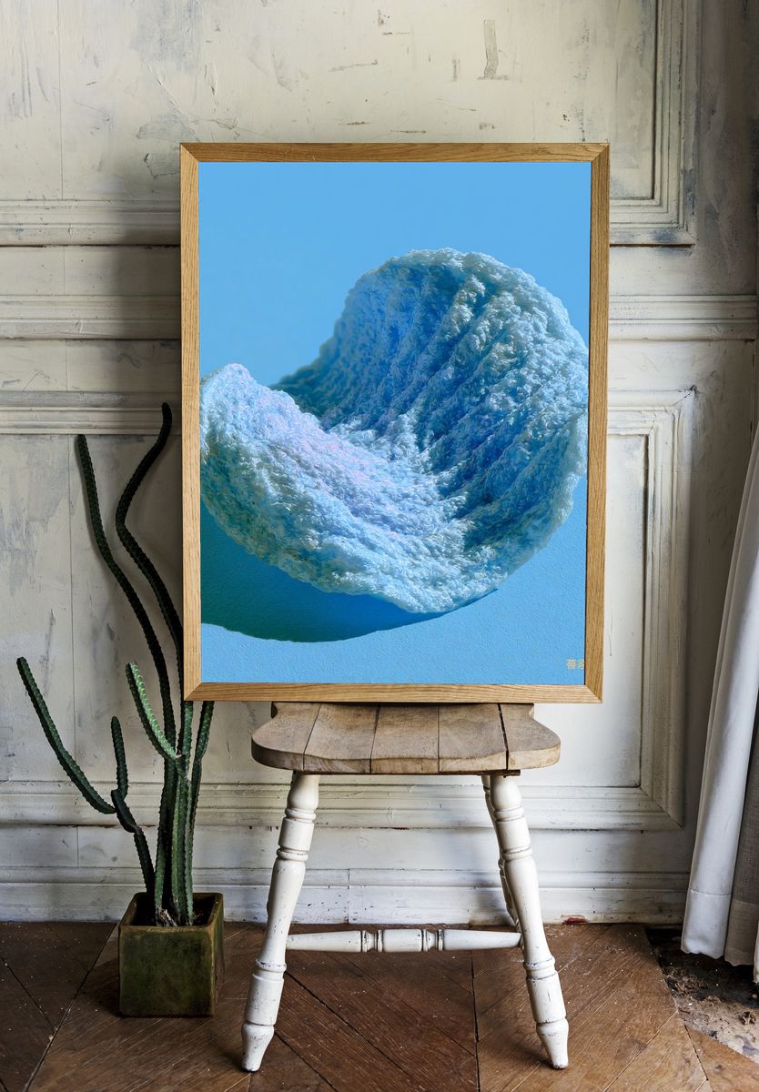Blue Shell Sculpture Print. — room view 1