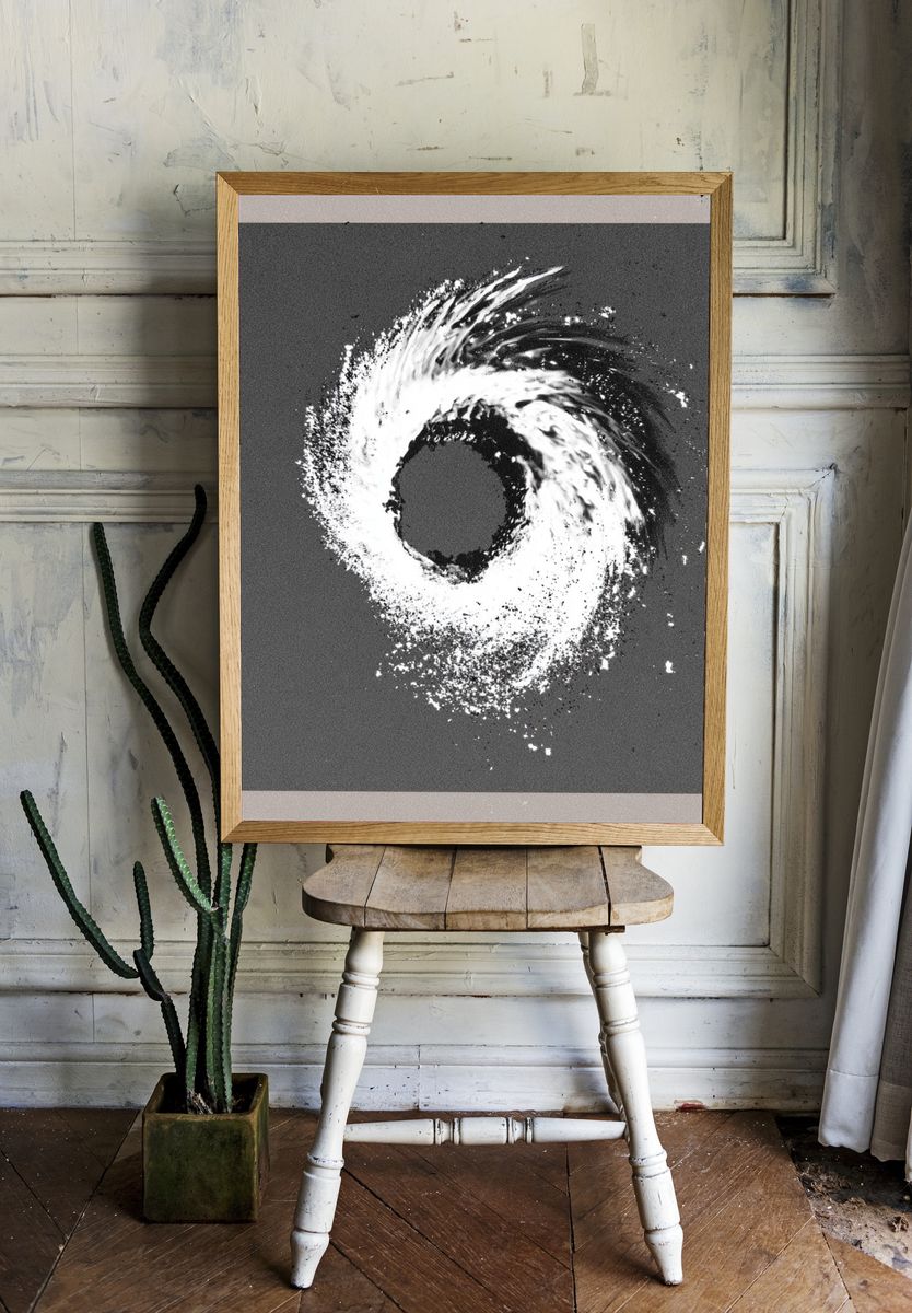 Monochrome Spiral Abstract Poster. room preview