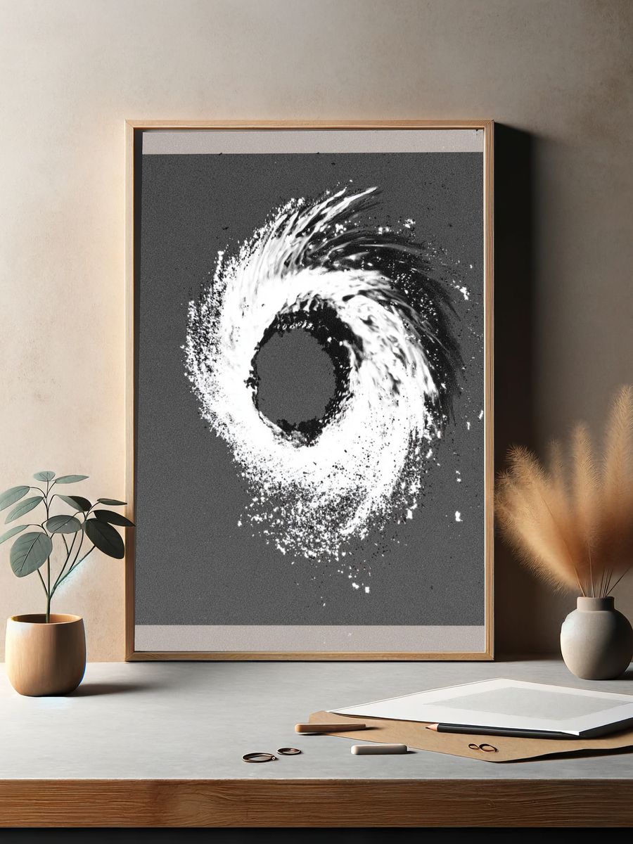 Monochrome Spiral Abstract Poster. — room view 2
