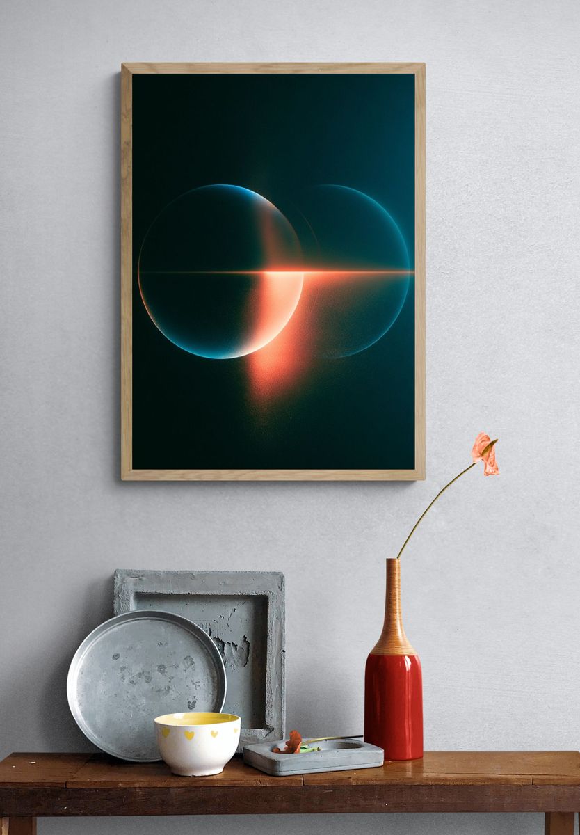 Celestial Orb Glow Abstract Poster. — room view 3