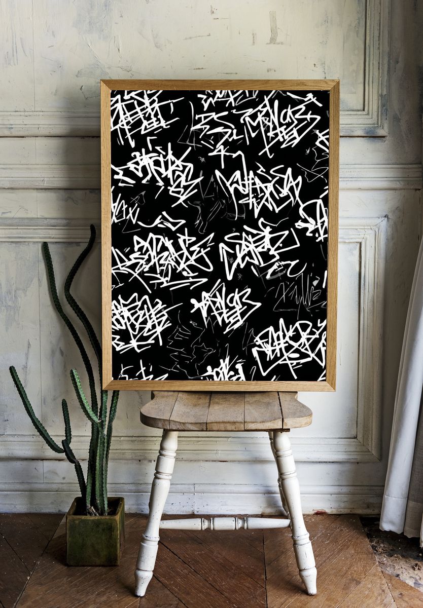 Graffiti Scribble Abstract Poster. — room view 1