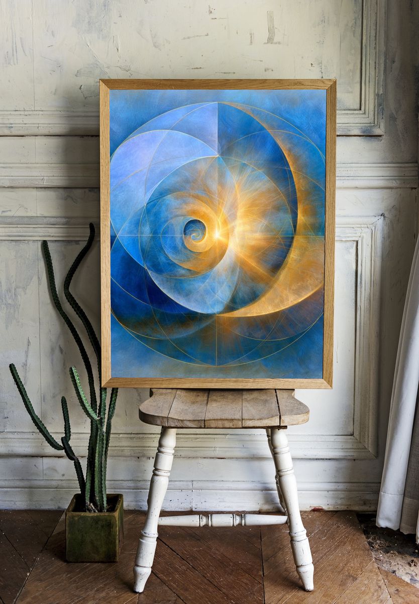 Golden Spiral Abstract Poster. — room view 1