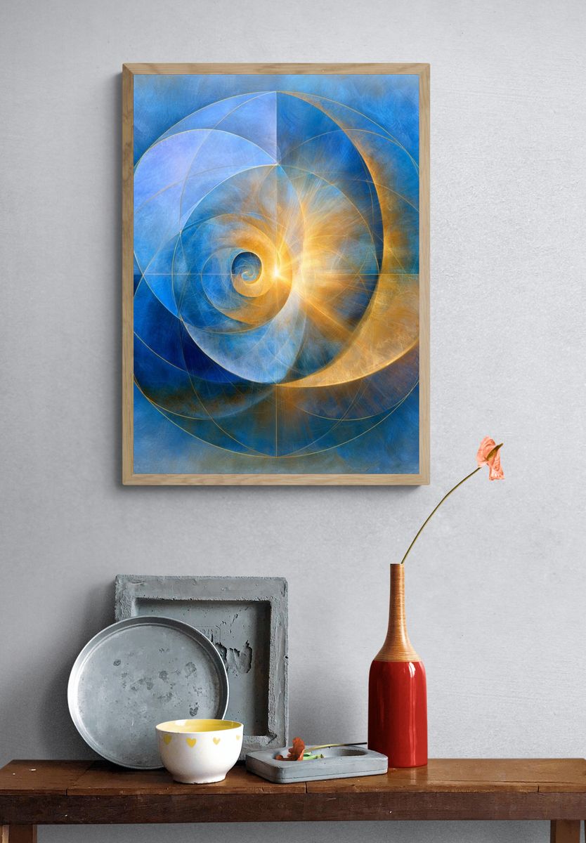 Golden Spiral Abstract Poster. — room view 3