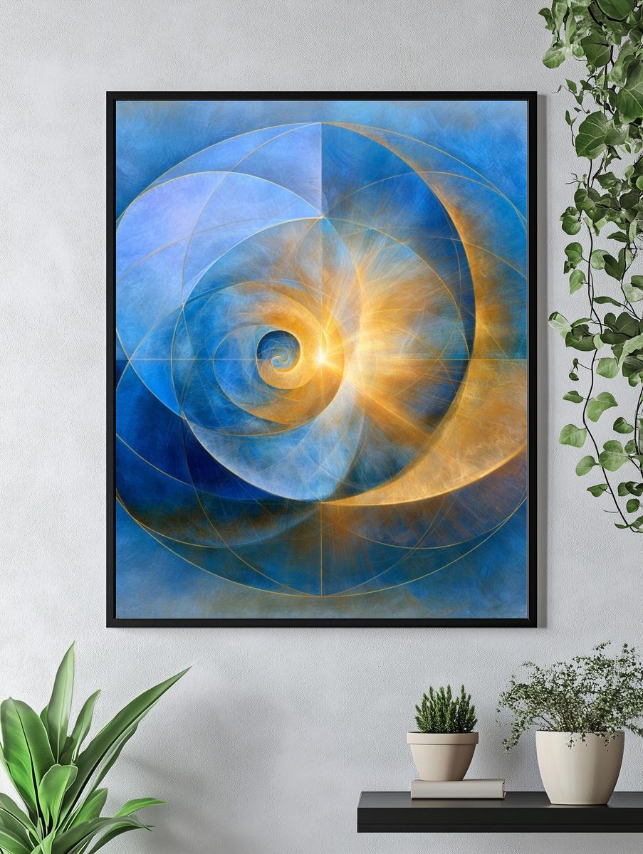 Golden Spiral Abstract Poster. — room view 4