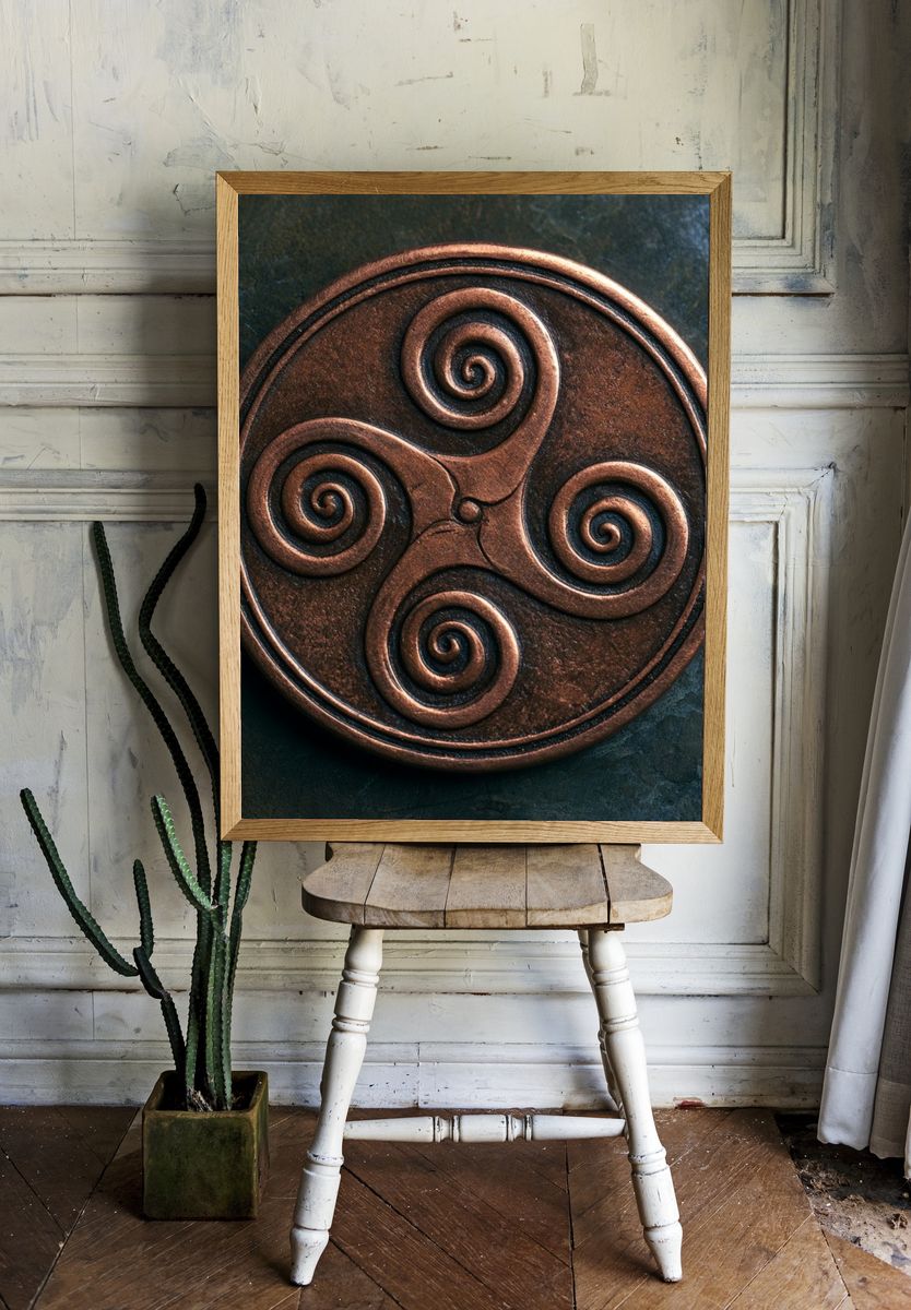 Triskelion Spiral Symbol Print. — room view 1