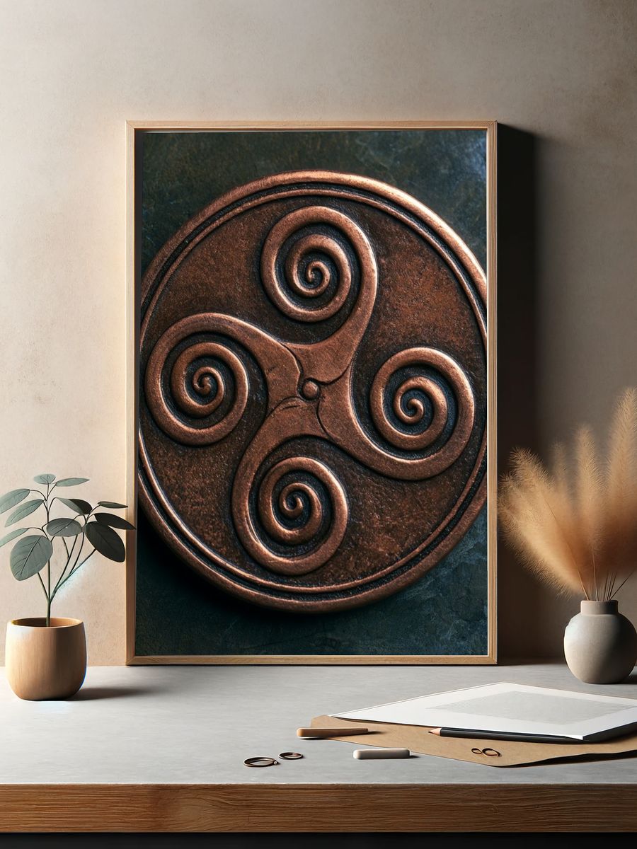 Triskelion Spiral Symbol Print. — room view 2